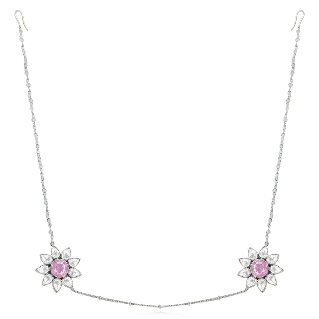Gulabo Silver 92.5 2 IN 1 Head Band And Necklace