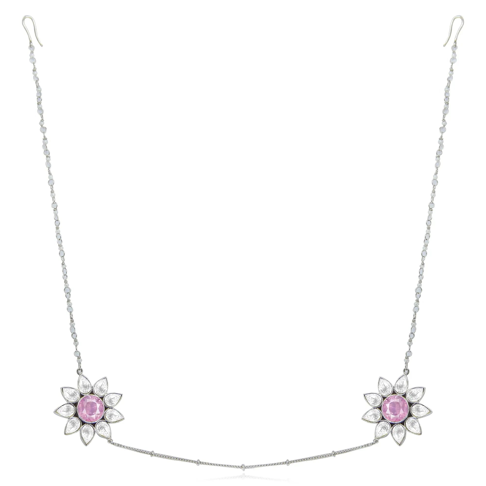Gulabo Silver 92.5 2 IN 1 Head Band And Necklace