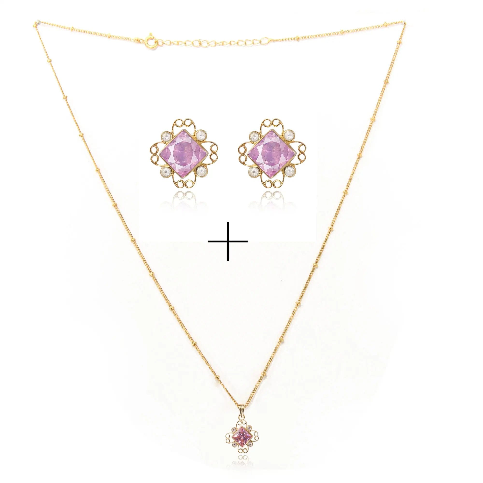 Gulabo Silver Square Pink Earring