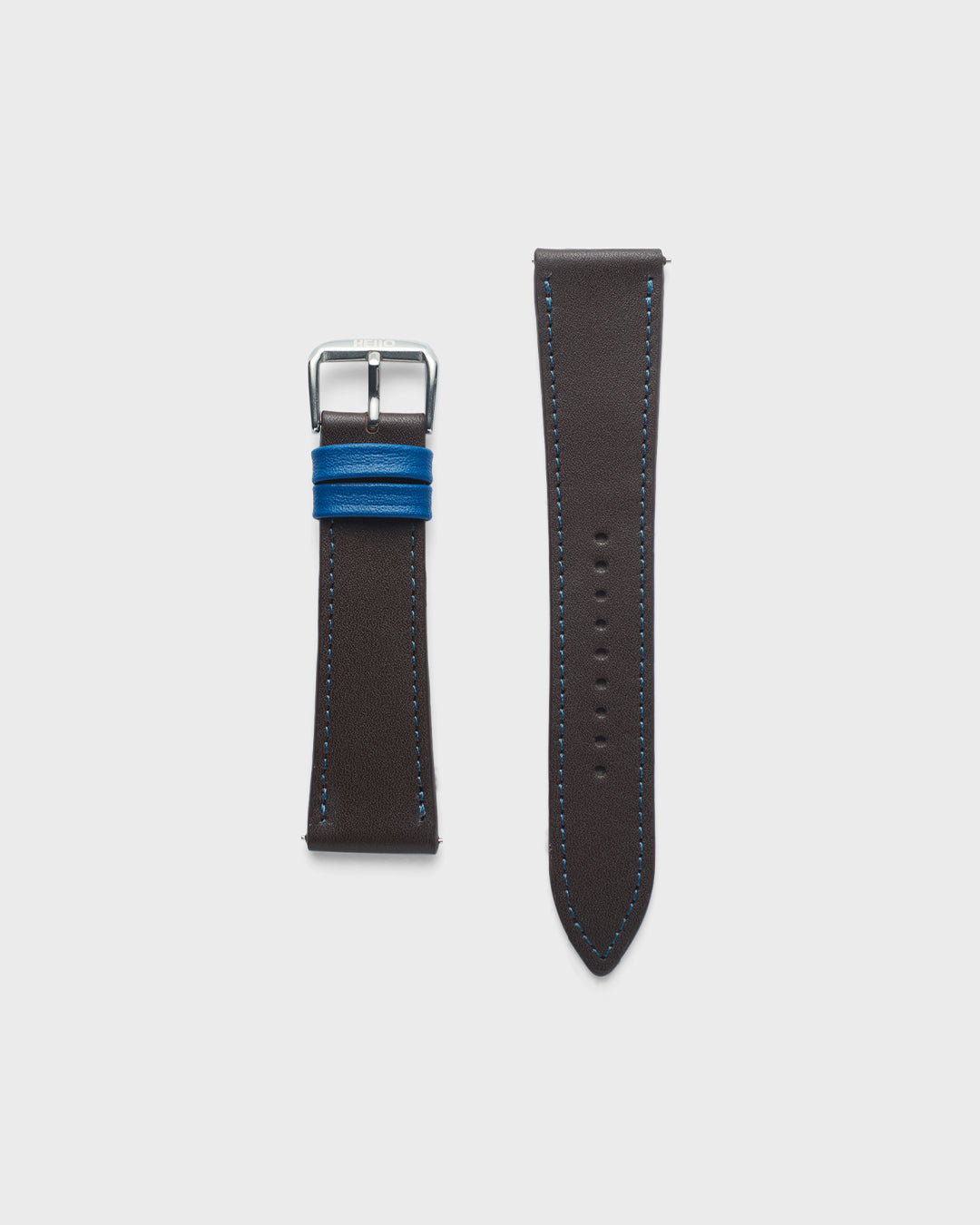 Mocha Brown With Blue Stitch__INTRO STRAP - FOR QUARTZ, MECHANICAL & SMART WATCHES [Parade Stitch in Fine Indian Leather] My Store