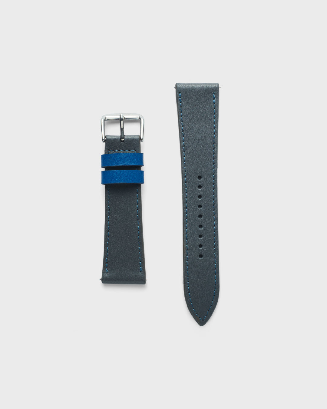 Sheffield Grey With Blue Stitch__INTRO STRAP - FOR QUARTZ, MECHANICAL & SMART WATCHES [Parade Stitch in Fine Indian Leather] My Store