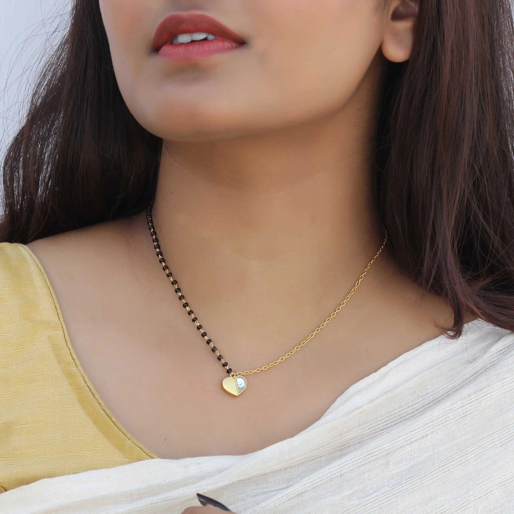Kundan Heart Mangalsutra necklace Silver 92.5