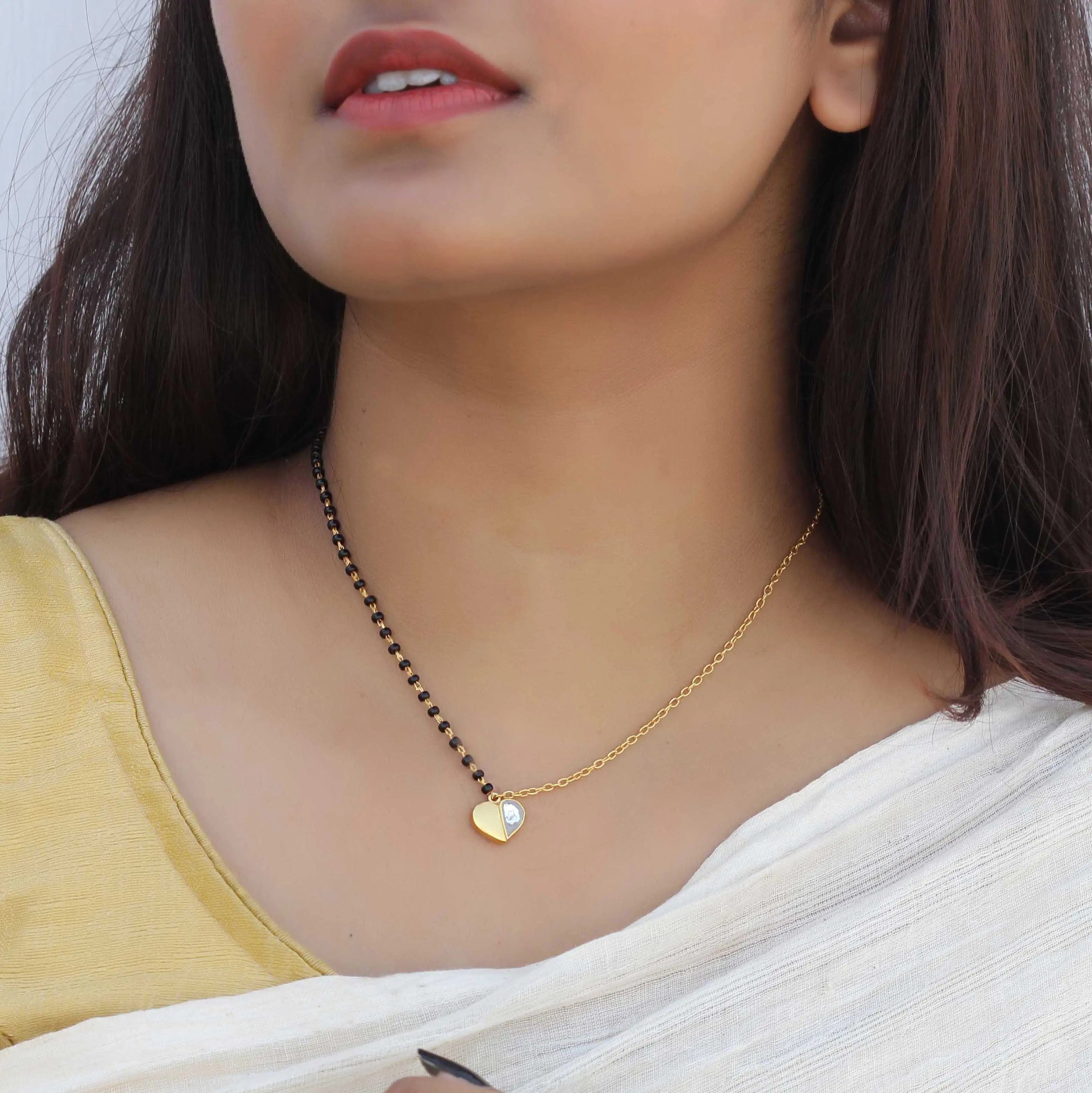 Kundan Heart Mangalsutra necklace Silver 92.5