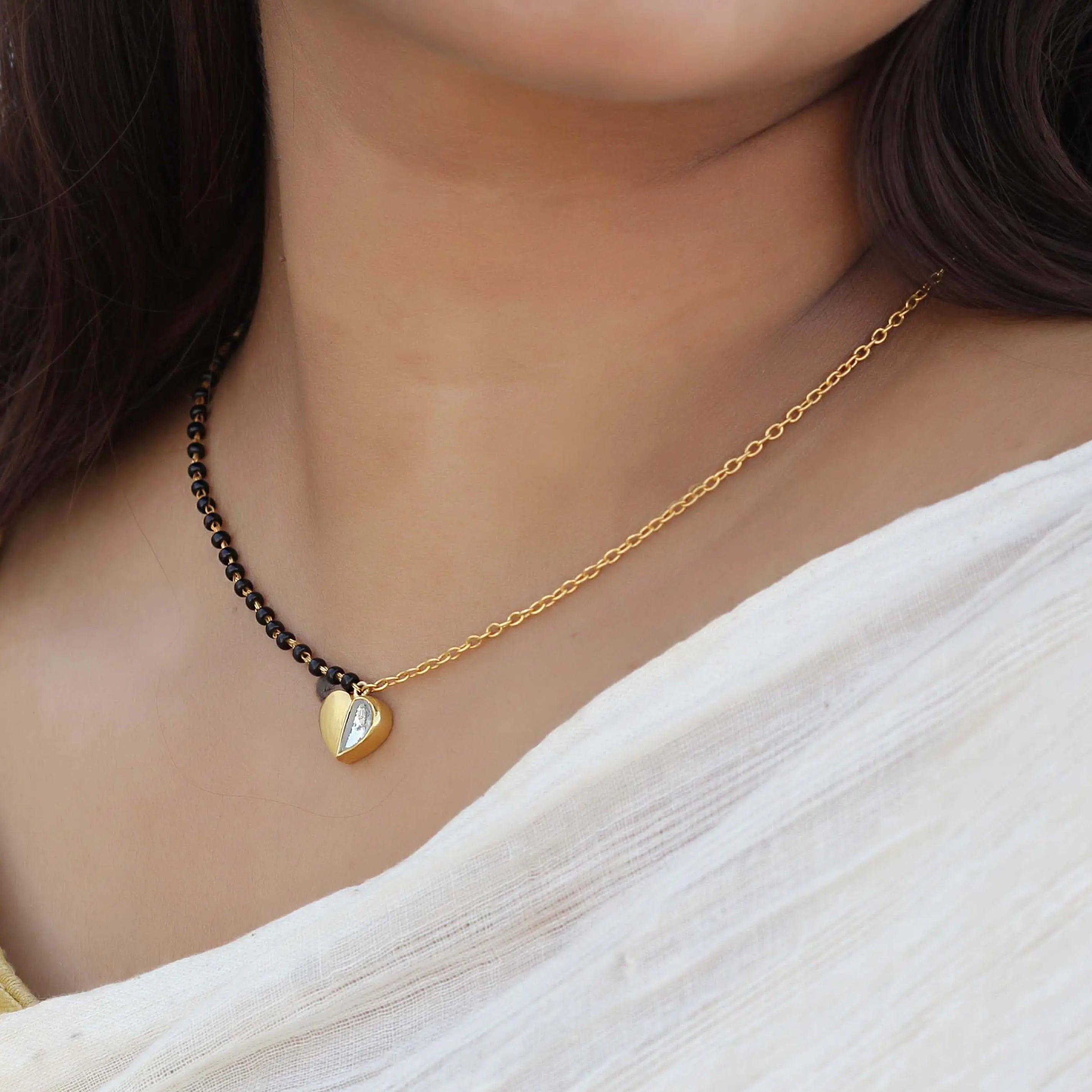Kundan Heart Mangalsutra necklace Silver 92.5