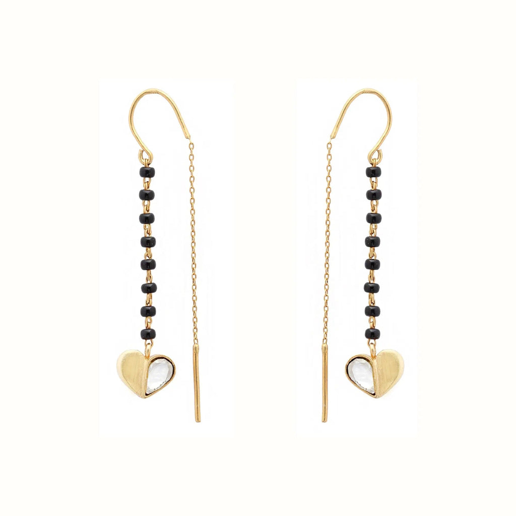 92.5 Sterling Silver Kundan Heart Mangalsutra Earring