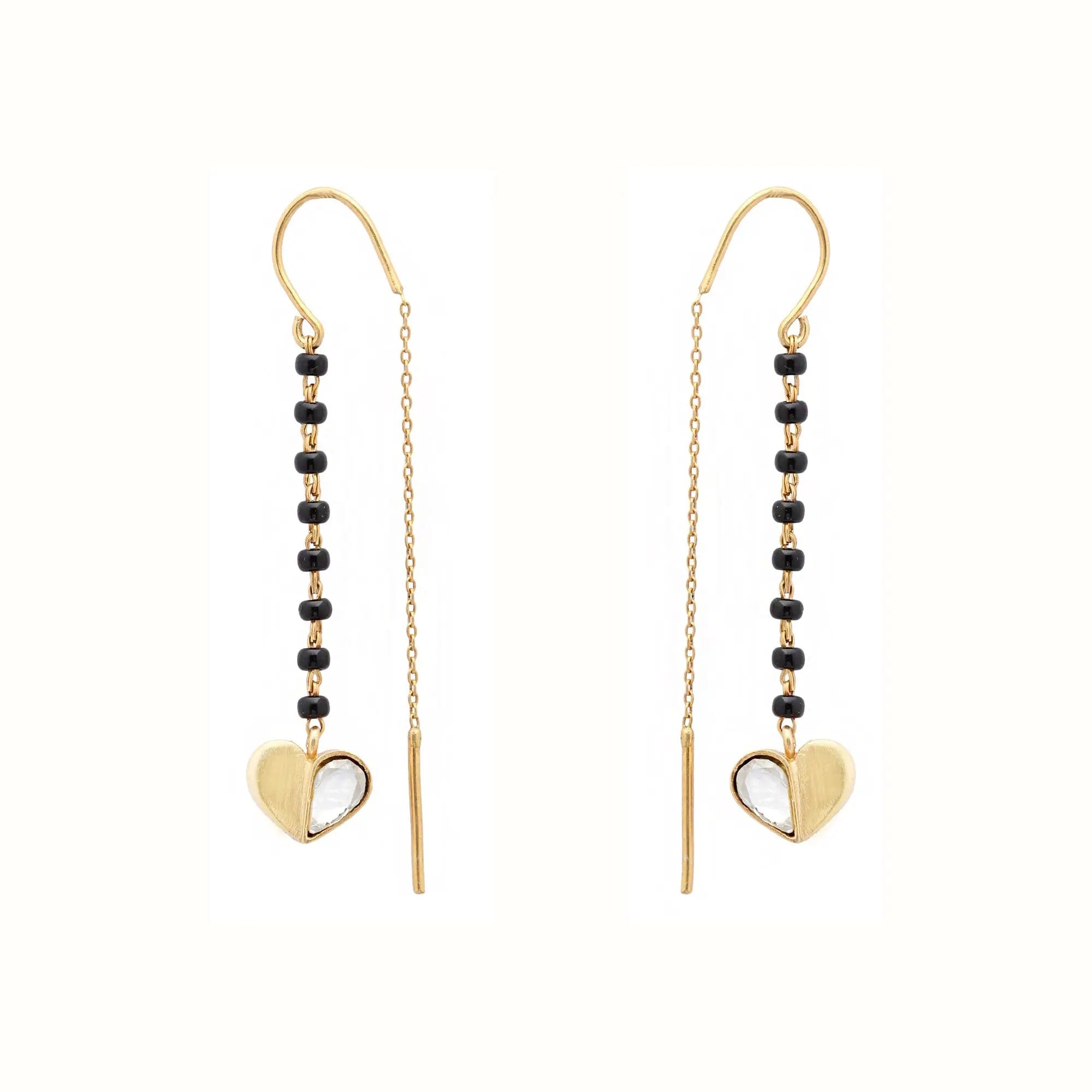 92.5 Sterling Silver Kundan Heart Mangalsutra Earring
