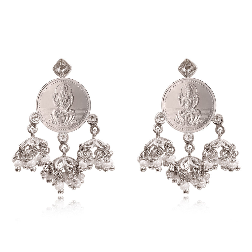Lakshmi 999 Silver Dangling Jhumki Earrings