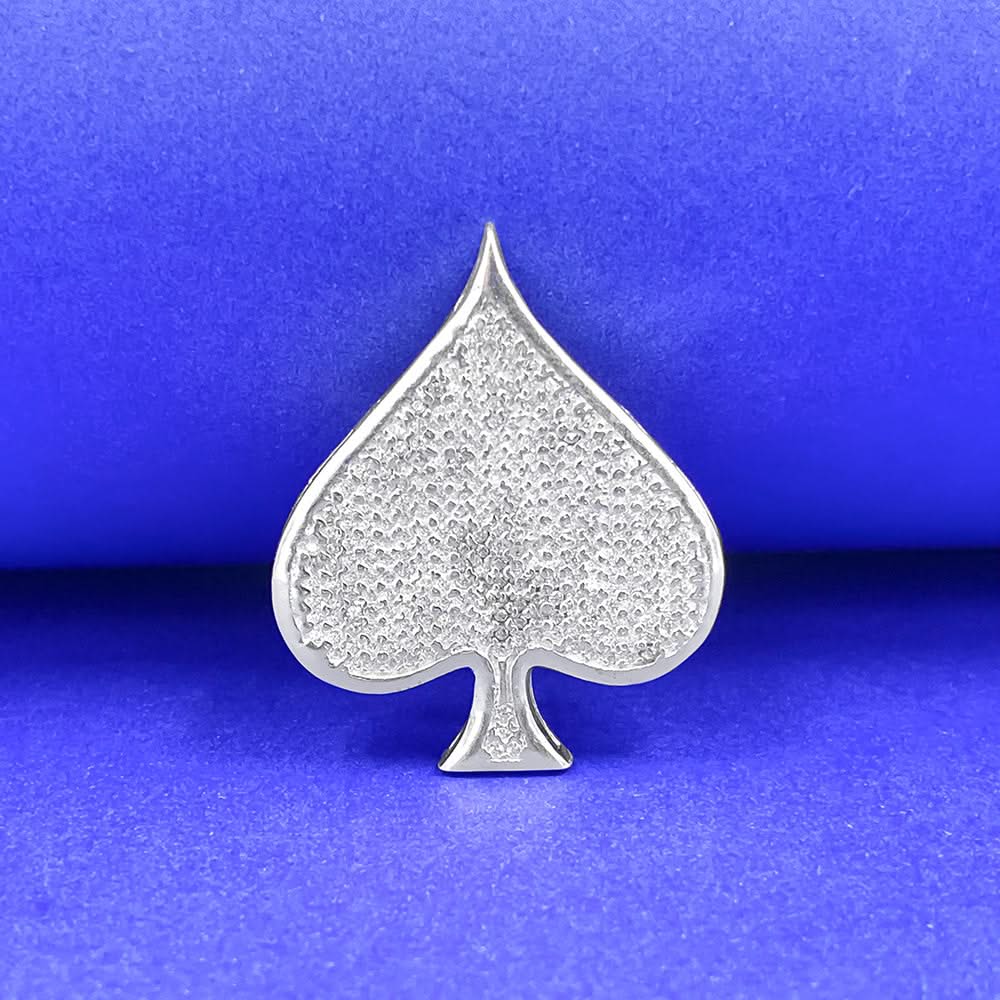 Silver Spade Zircon Brooch
