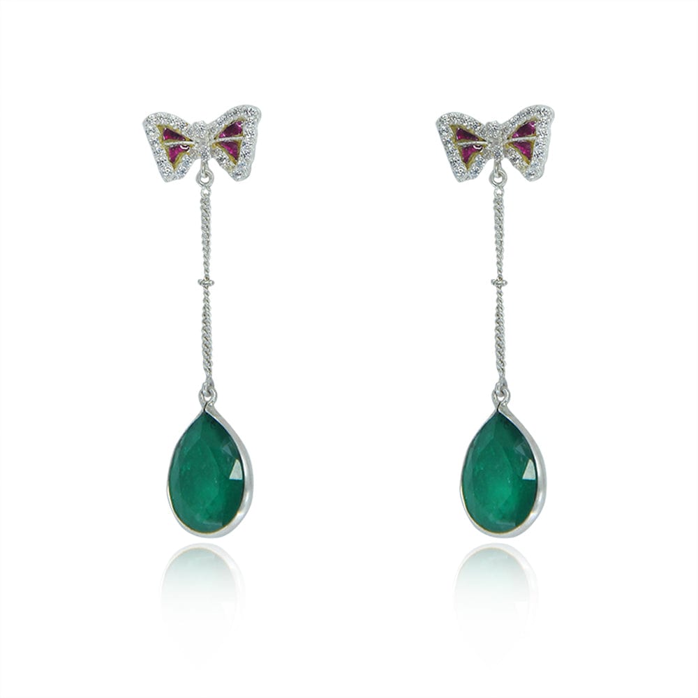 Silver Green Dangling Earring