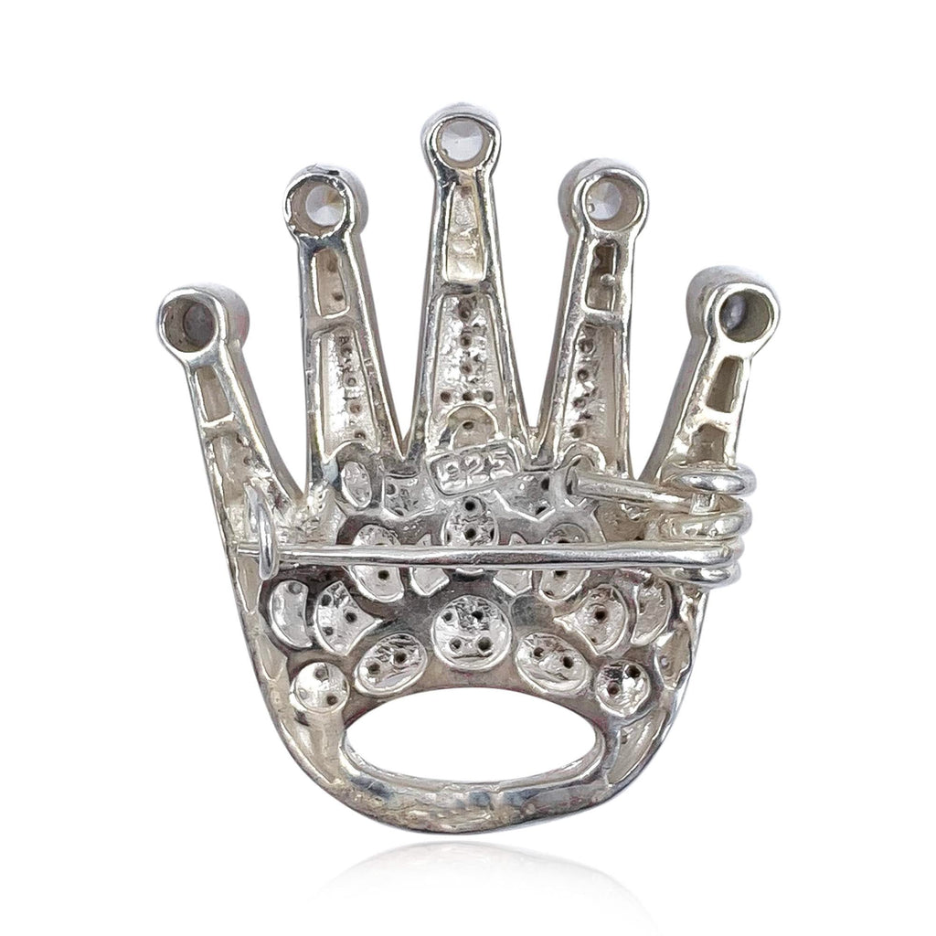 Silver Crown Brooch