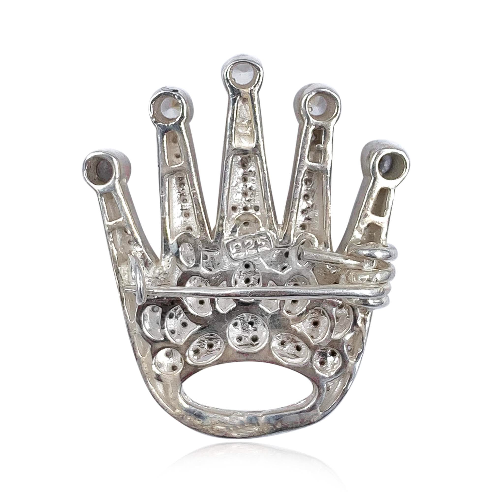 Silver Crown Brooch