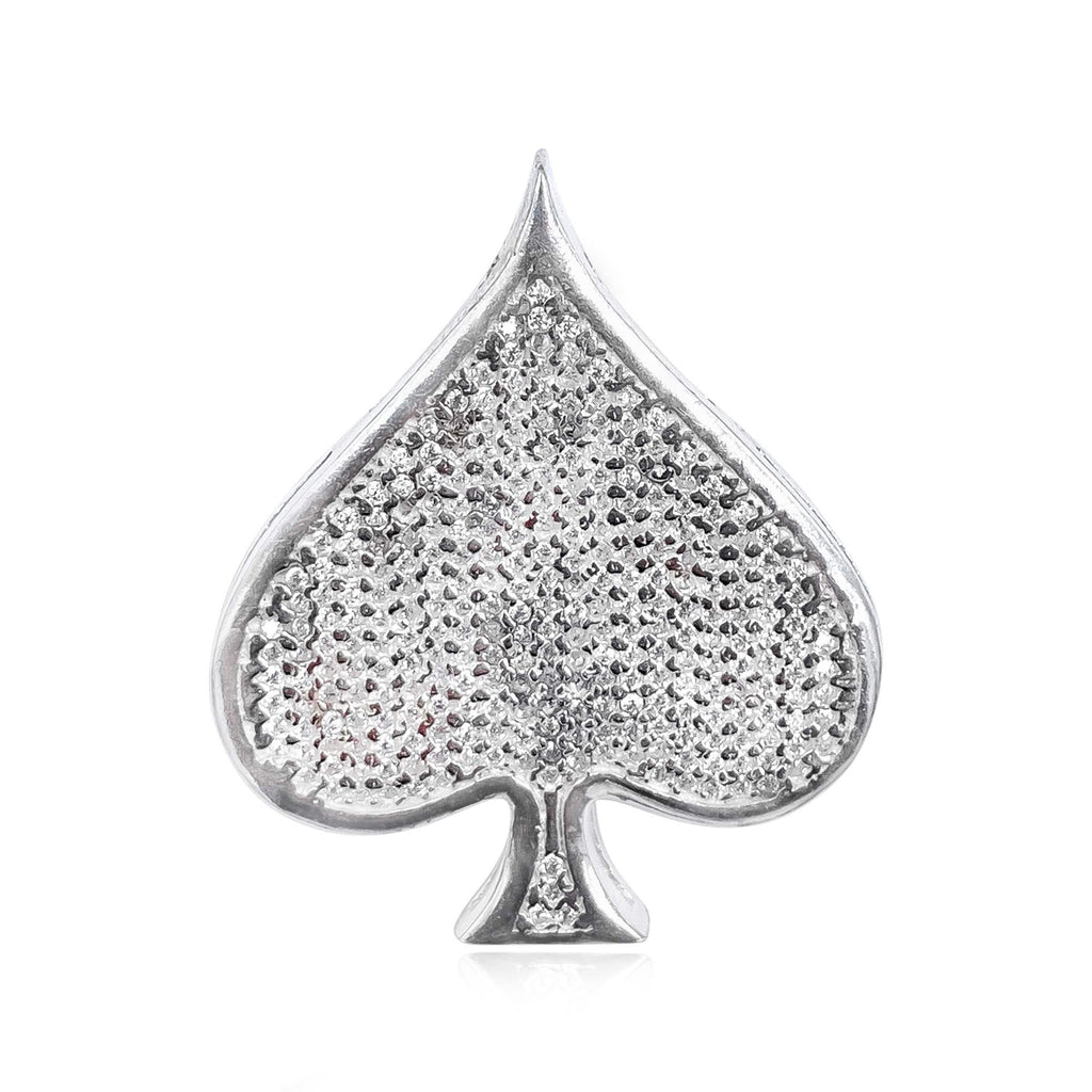 Silver Spade Zircon Brooch