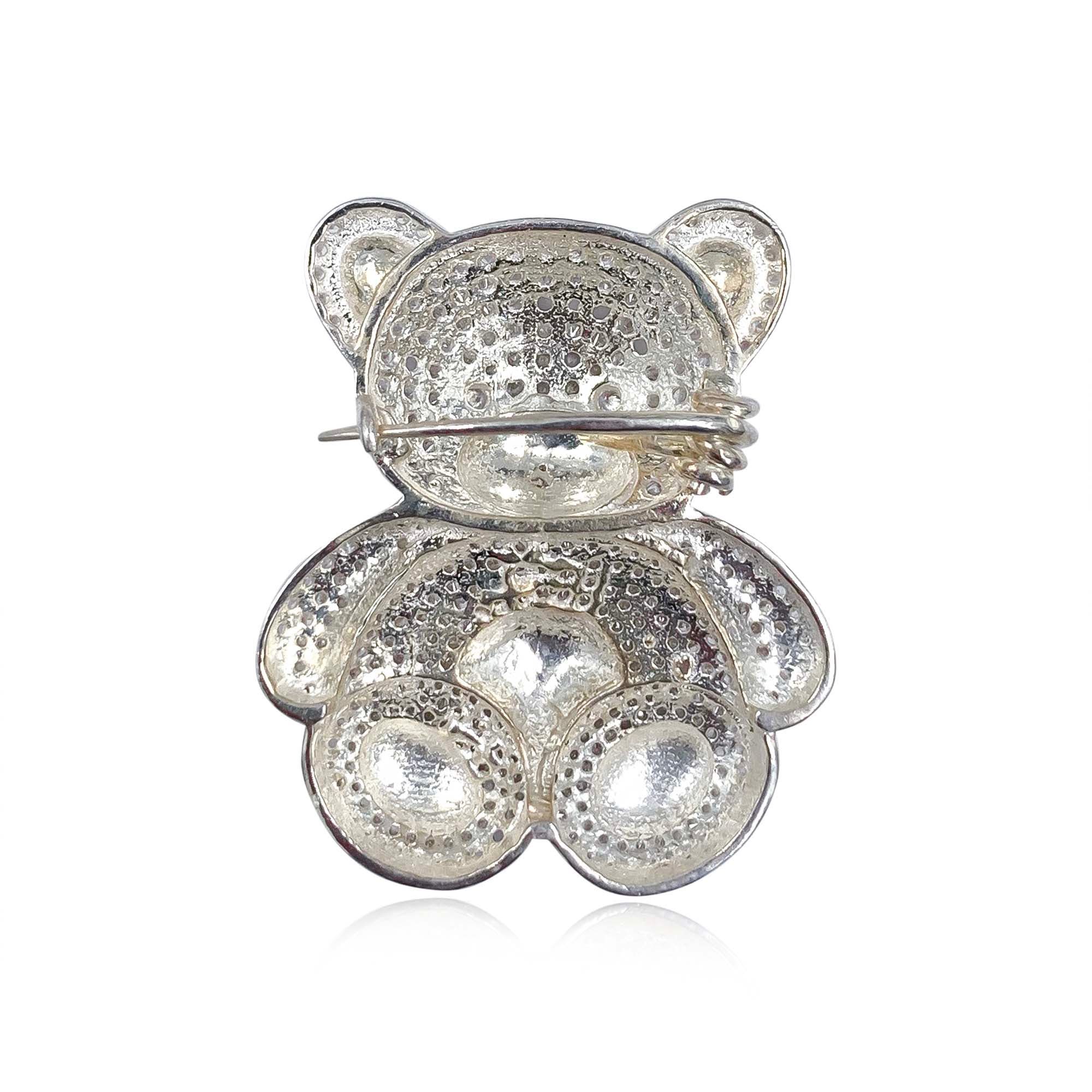 Silver Teddy Bear Brooch