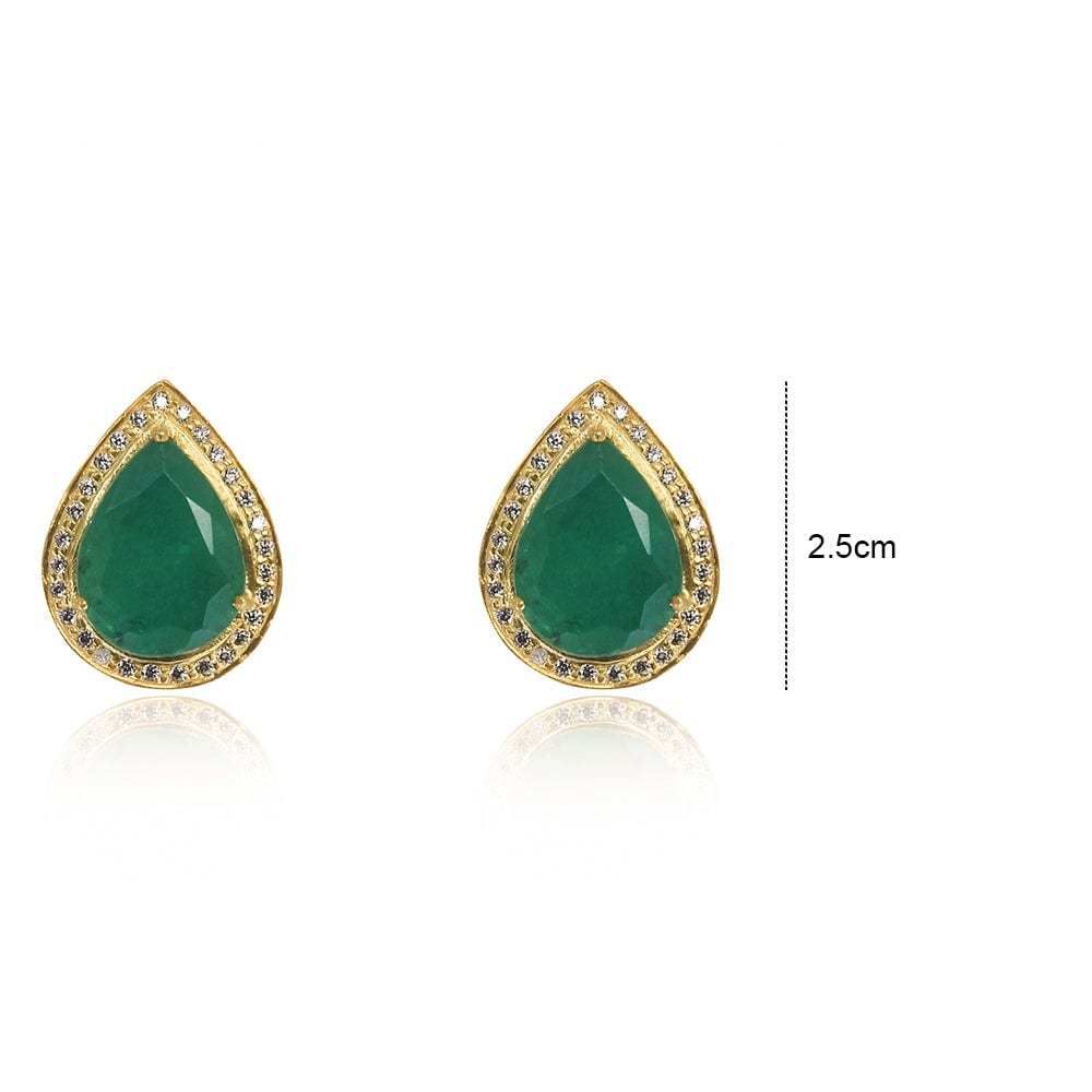Silver green pear studs