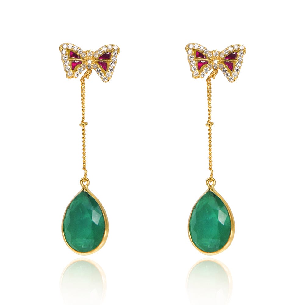 Silver Green Dangling Earring