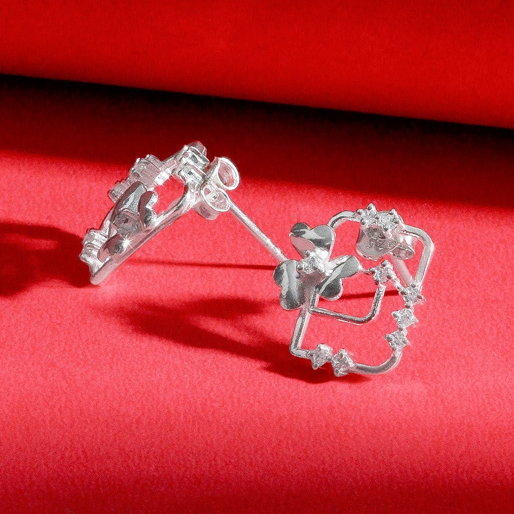 92.5 silver zircon heart earring
