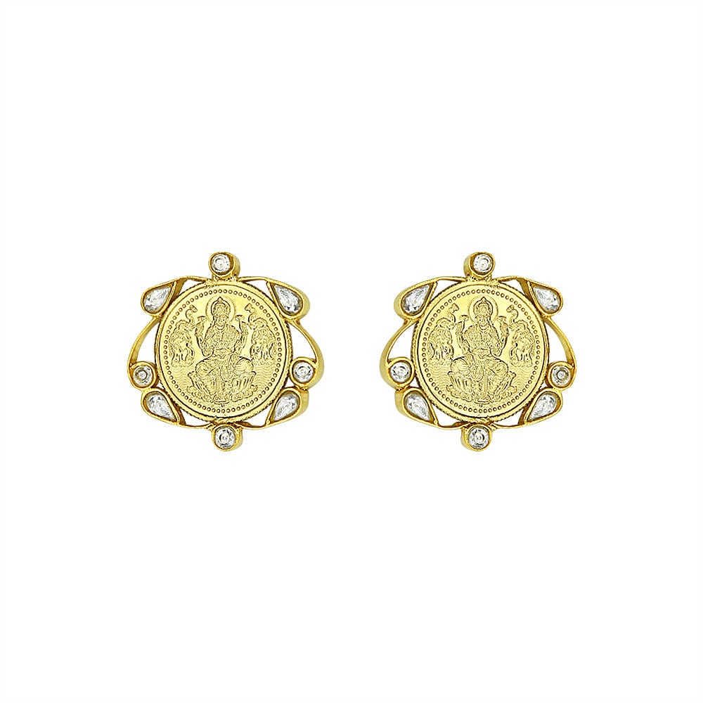 silver kuber polki coin earring