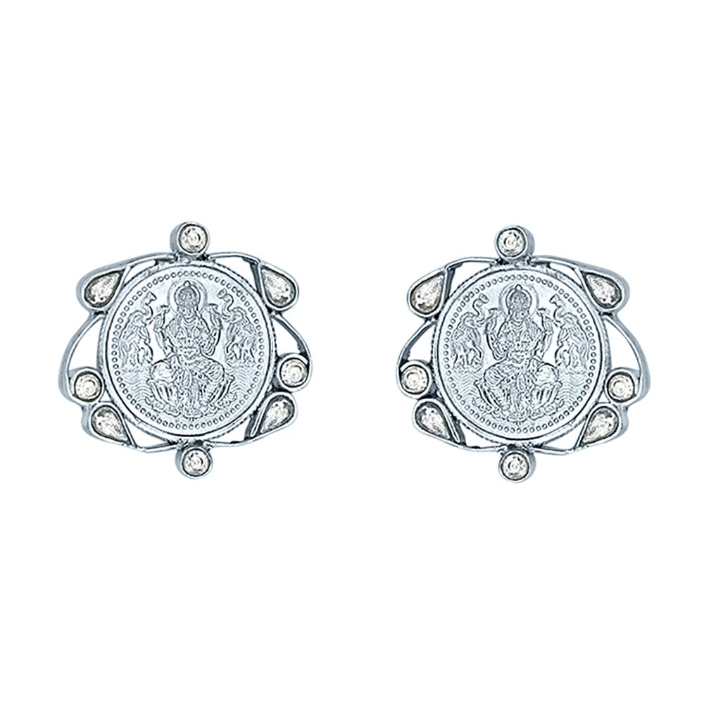 silver kuber polki coin earring