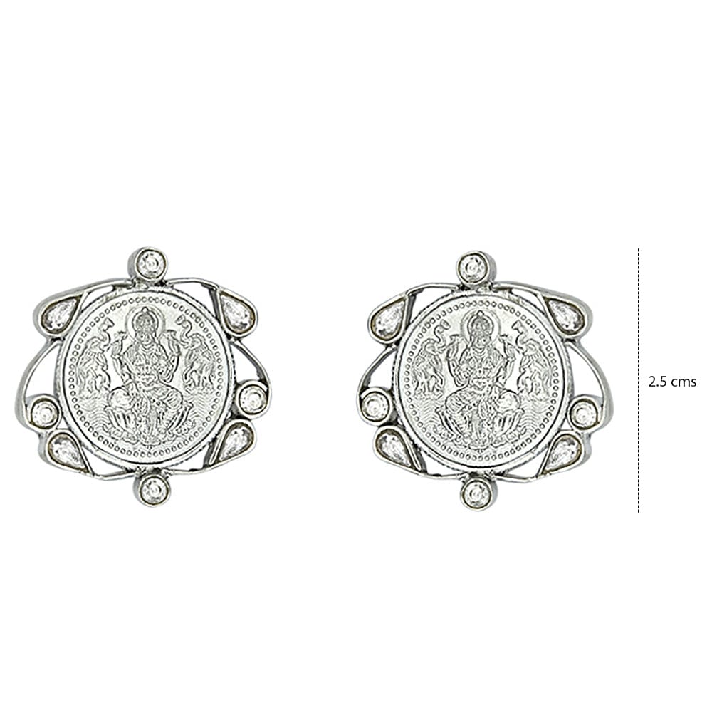 silver kuber polki coin earring