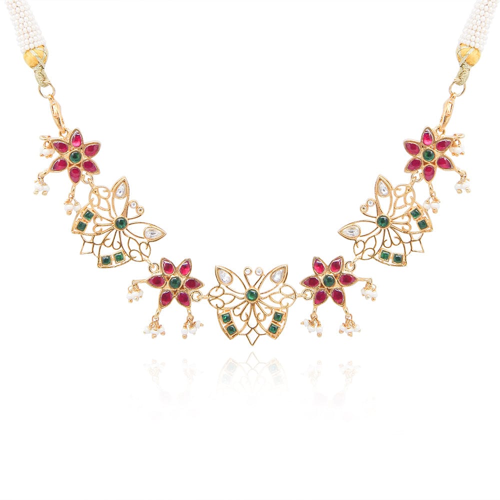 92.5 silver butterfly kundan Jadau necklace