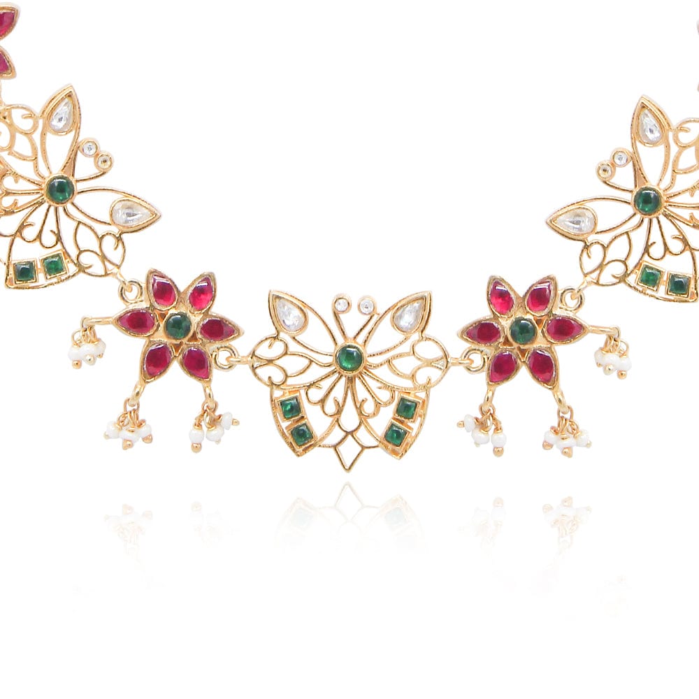 92.5 silver butterfly kundan Jadau necklace