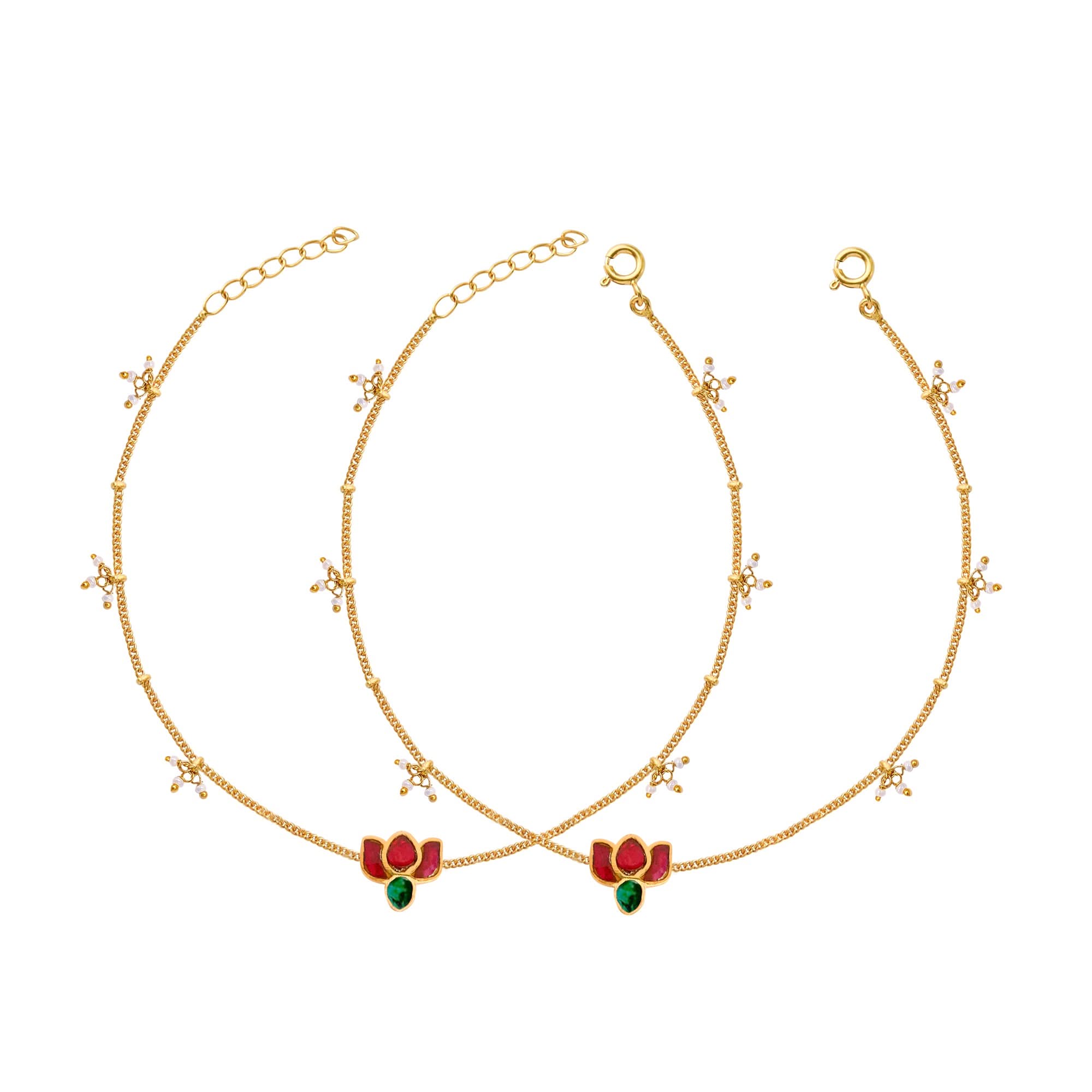 925 Sterling Silver Lotus graceful anklet