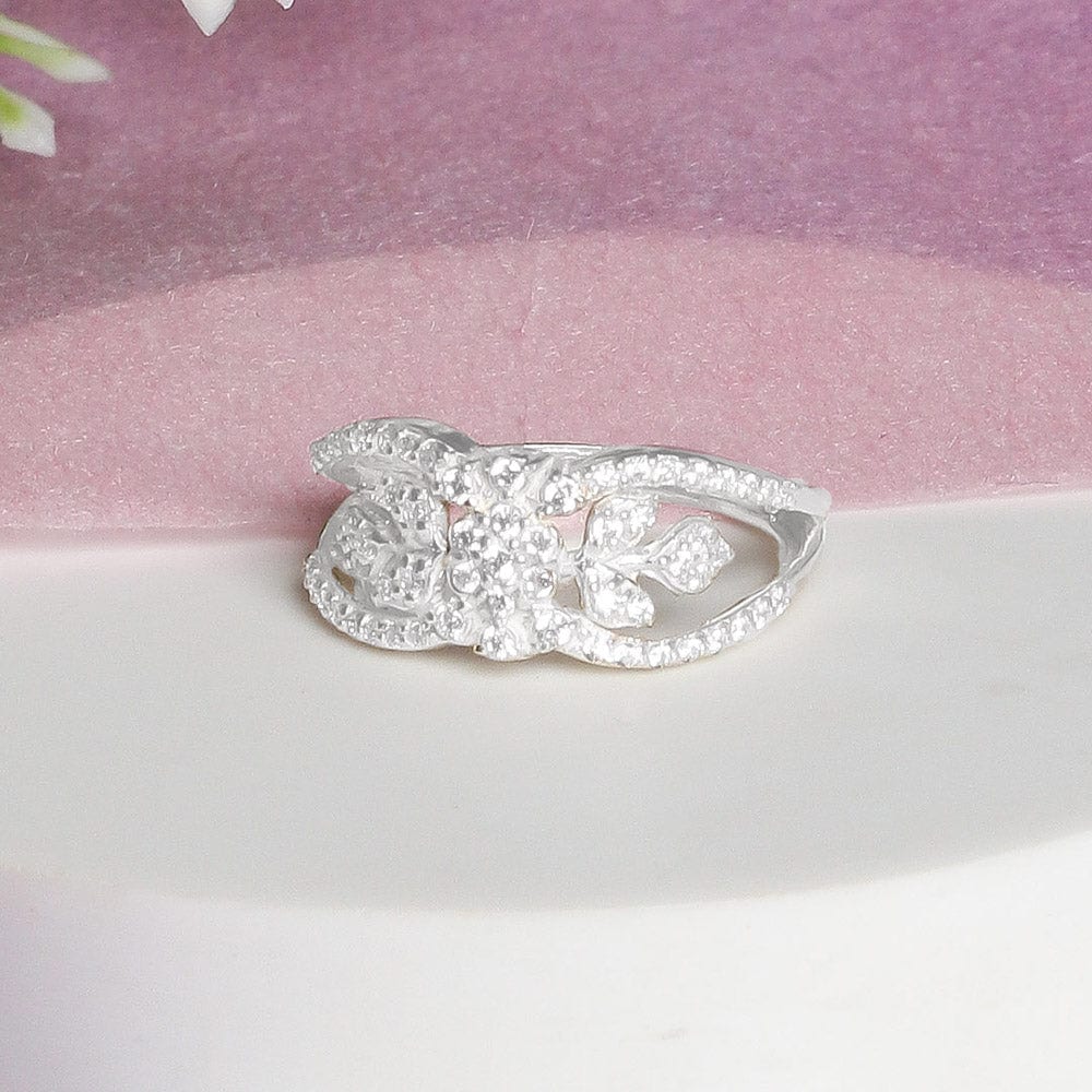 92.5 silver zircon paisley ring
