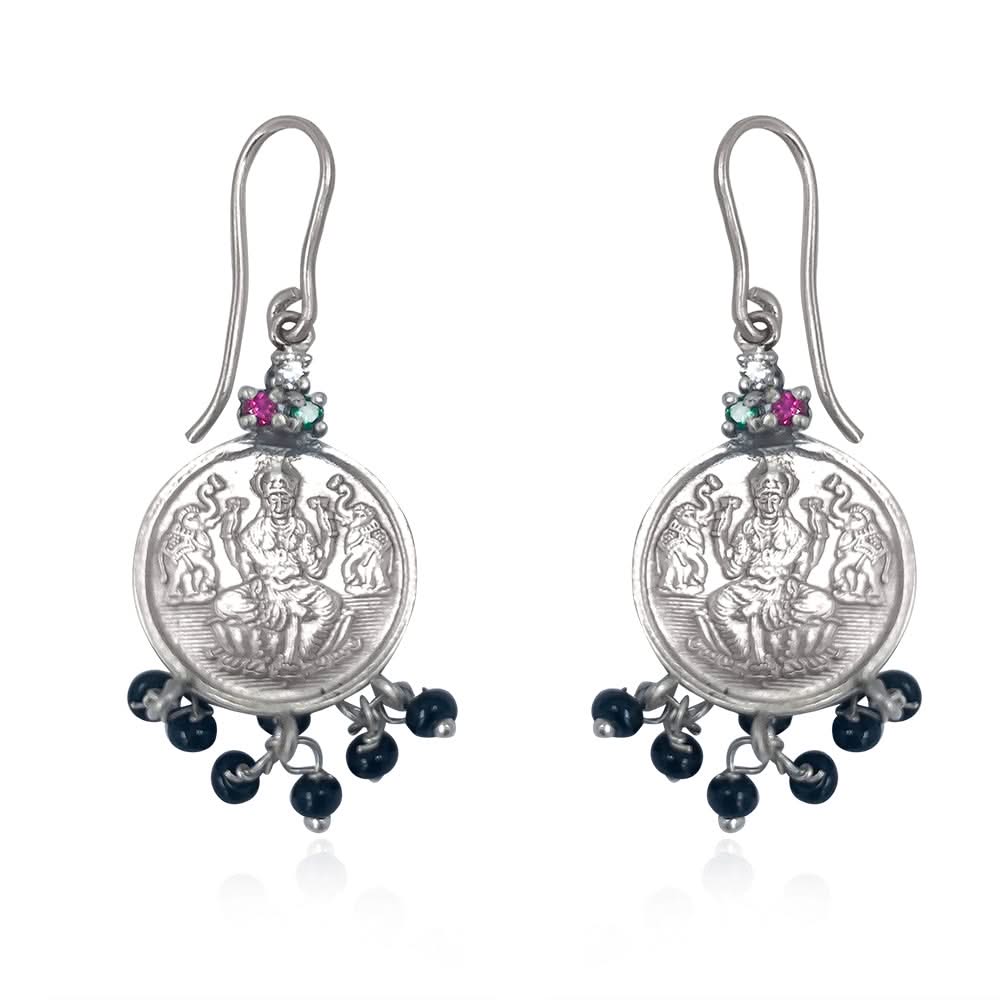 Pure 999 Silver Coin Lakshmi Earring