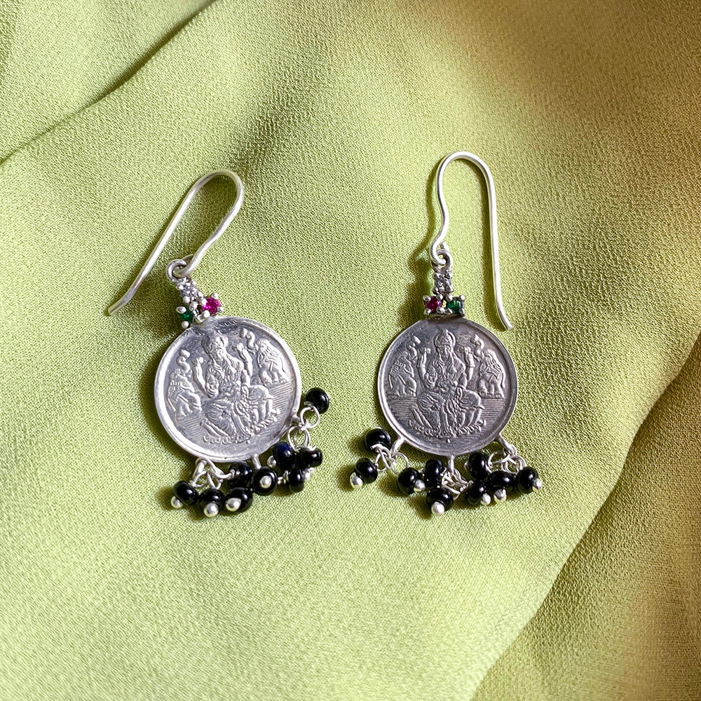 Pure 999 Silver Coin Lakshmi Earring