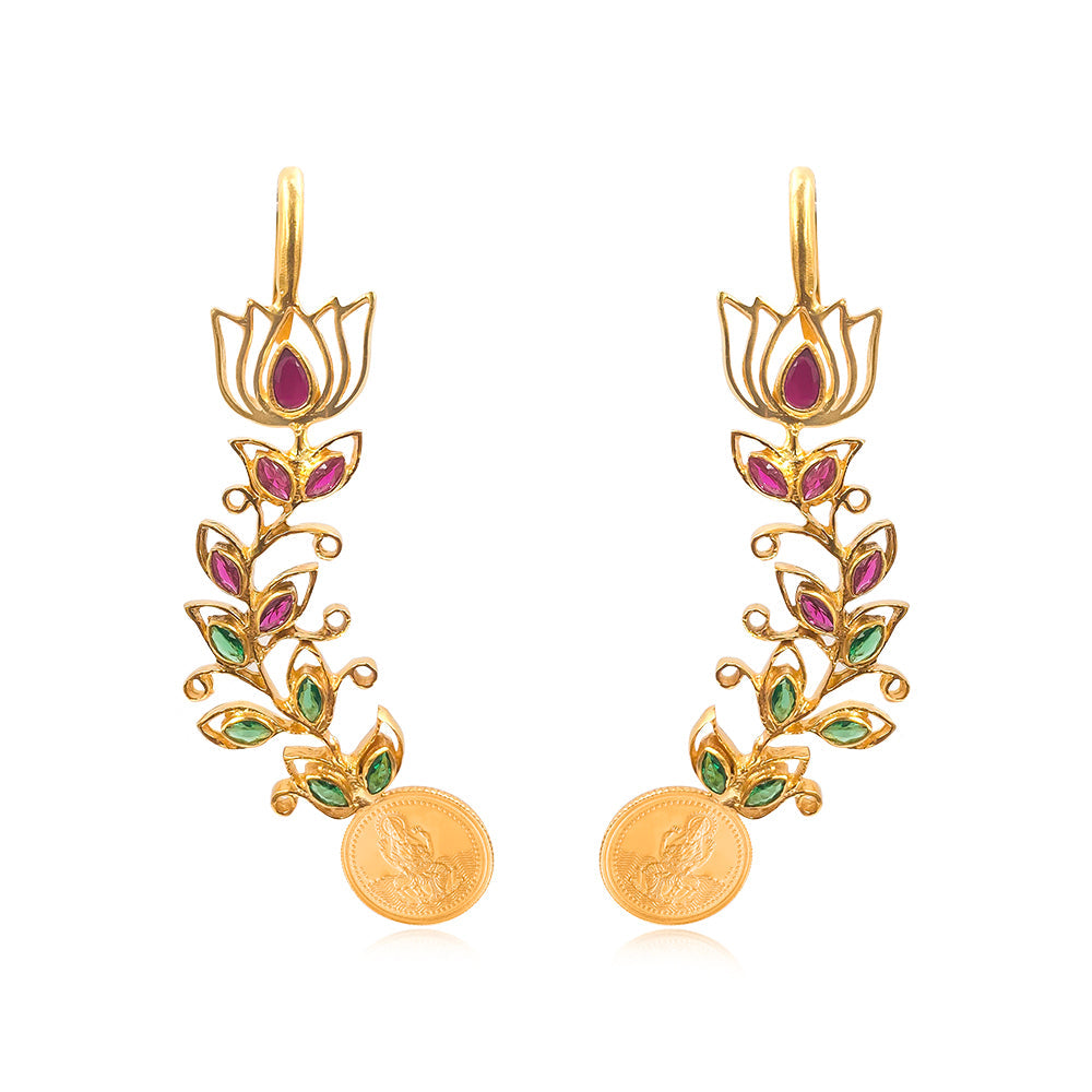 999 Silver Lakshmi & Lotus Earcuff