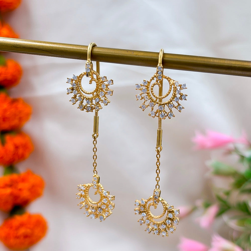 92.5 Sterling Silver Sparkling Zircon Sui Dhaga Earrings
