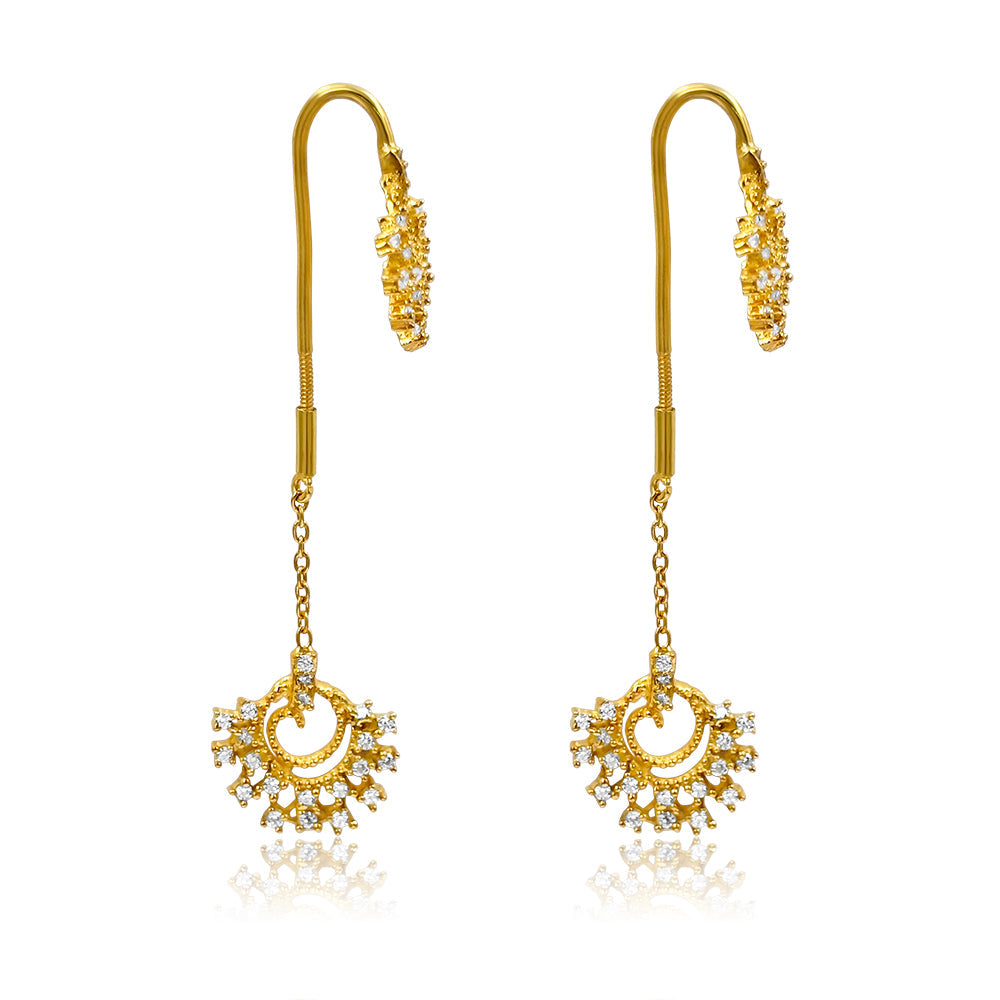 92.5 Sterling Silver Sparkling Zircon Sui Dhaga Earrings