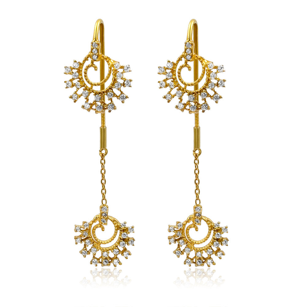 92.5 Sterling Silver Sparkling Zircon Sui Dhaga Earrings