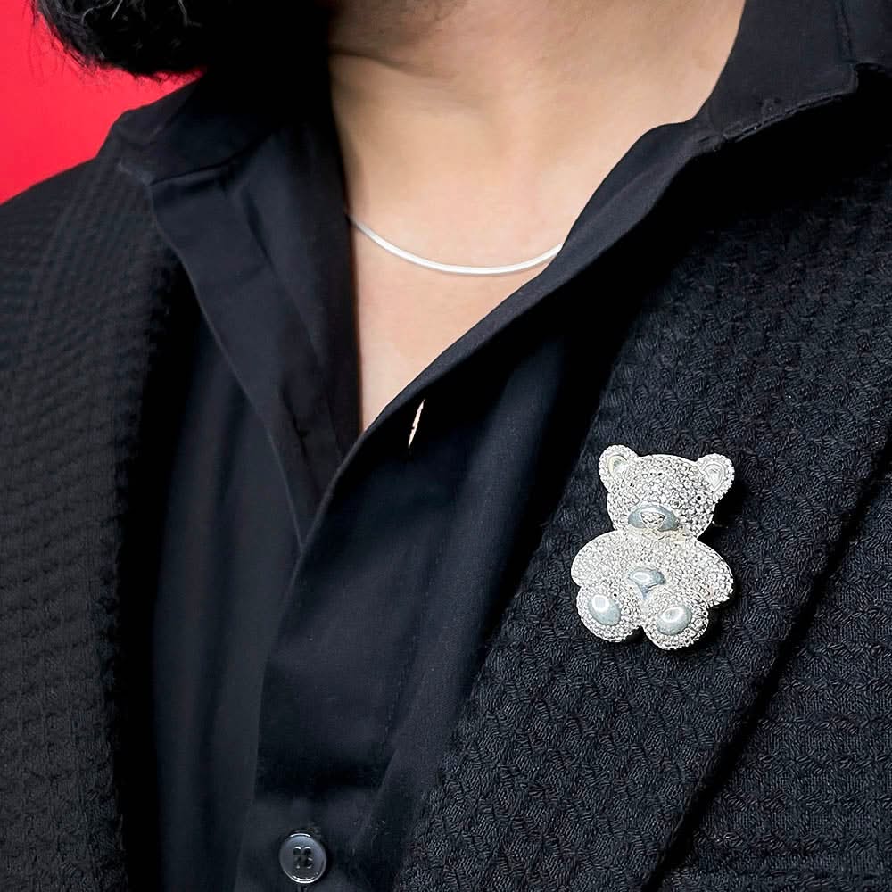 Silver Teddy Bear Brooch