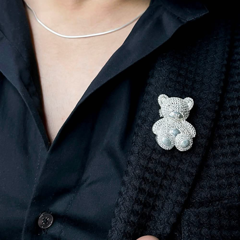 Silver Teddy Bear Brooch