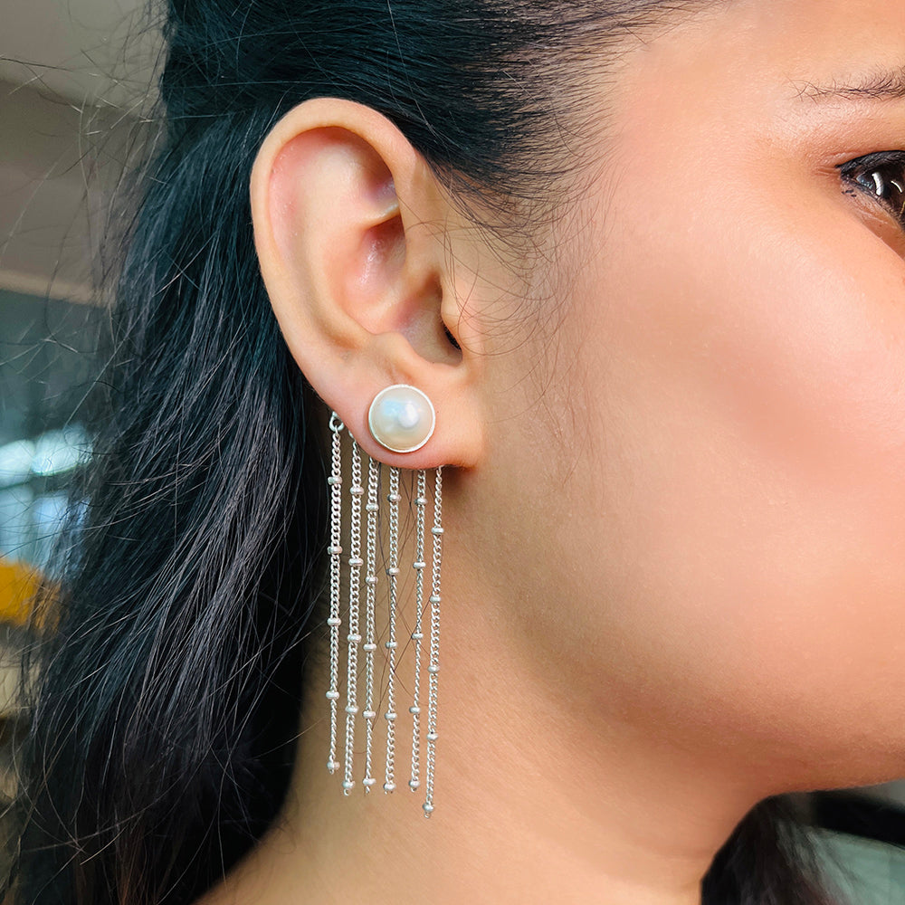 Pure 925 Silver Pearl & Dazzle Earrings