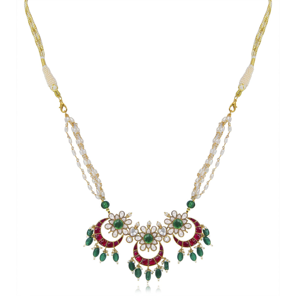 Chandbali Motif SIlver Kundan Choker/Necklace