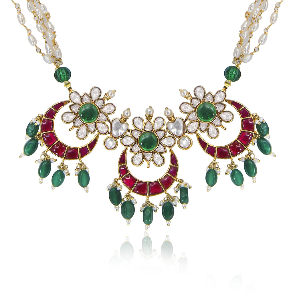 Chandbali Motif SIlver Kundan Choker/Necklace