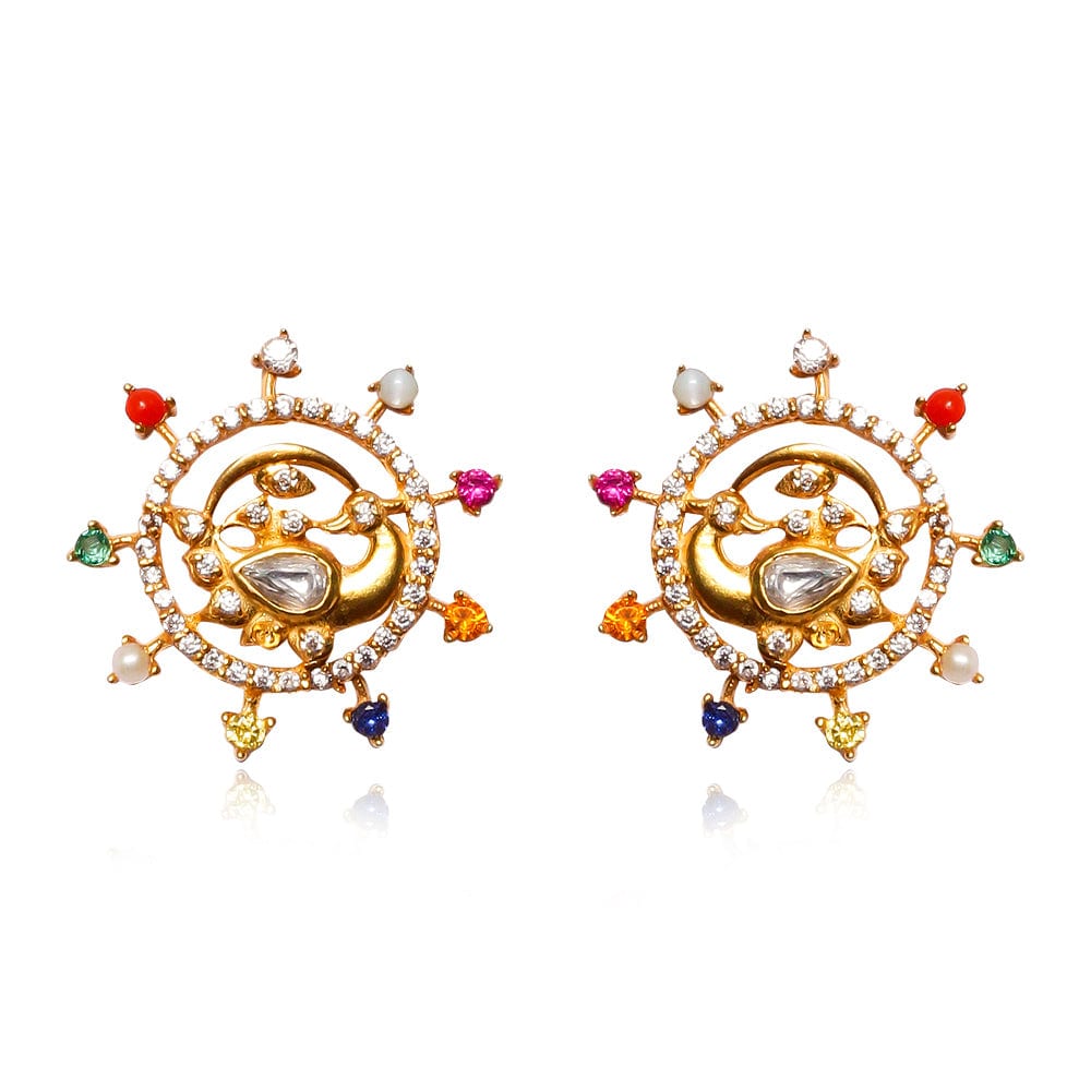 Elegant 92.5 silver jewelry worn by model, featuring oxidized finish and traditional motifs