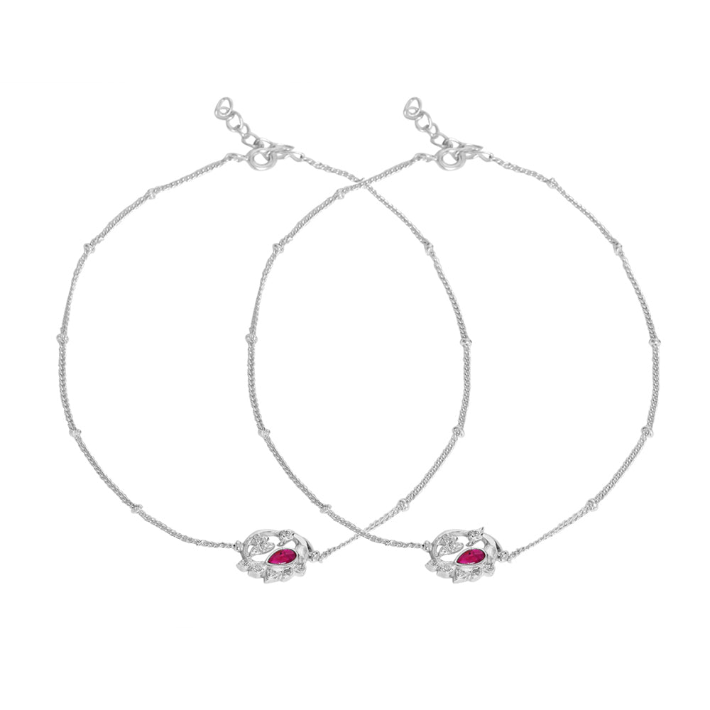 92.5 Sterling Silver Swan Anklet