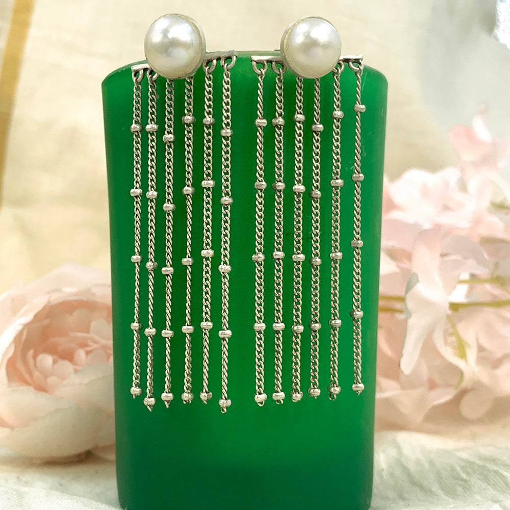 Pure 925 Silver Pearl & Dazzle Earrings