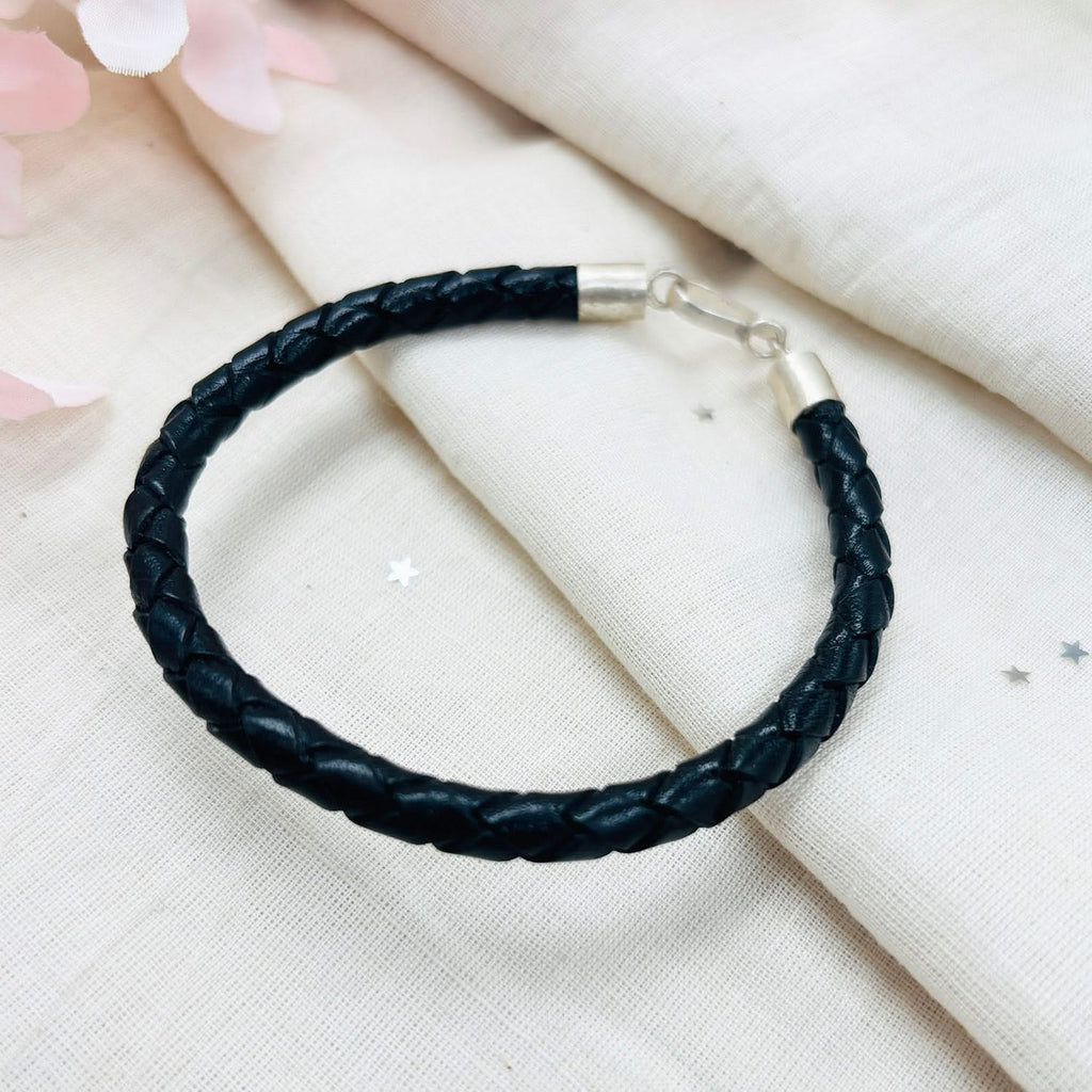 925 silver men's leather  bracelet