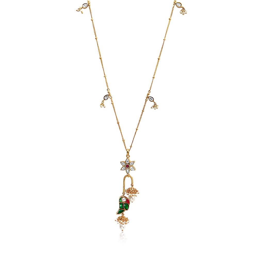 Mithu Flower Charm Silver 24k Gold Plated Necklace