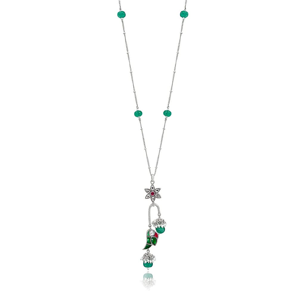 Mithu Flower Charm Silver Necklace