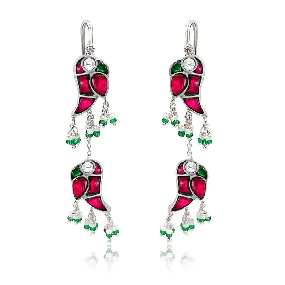 Double Mithu Silver Sui Dhaga Earrings