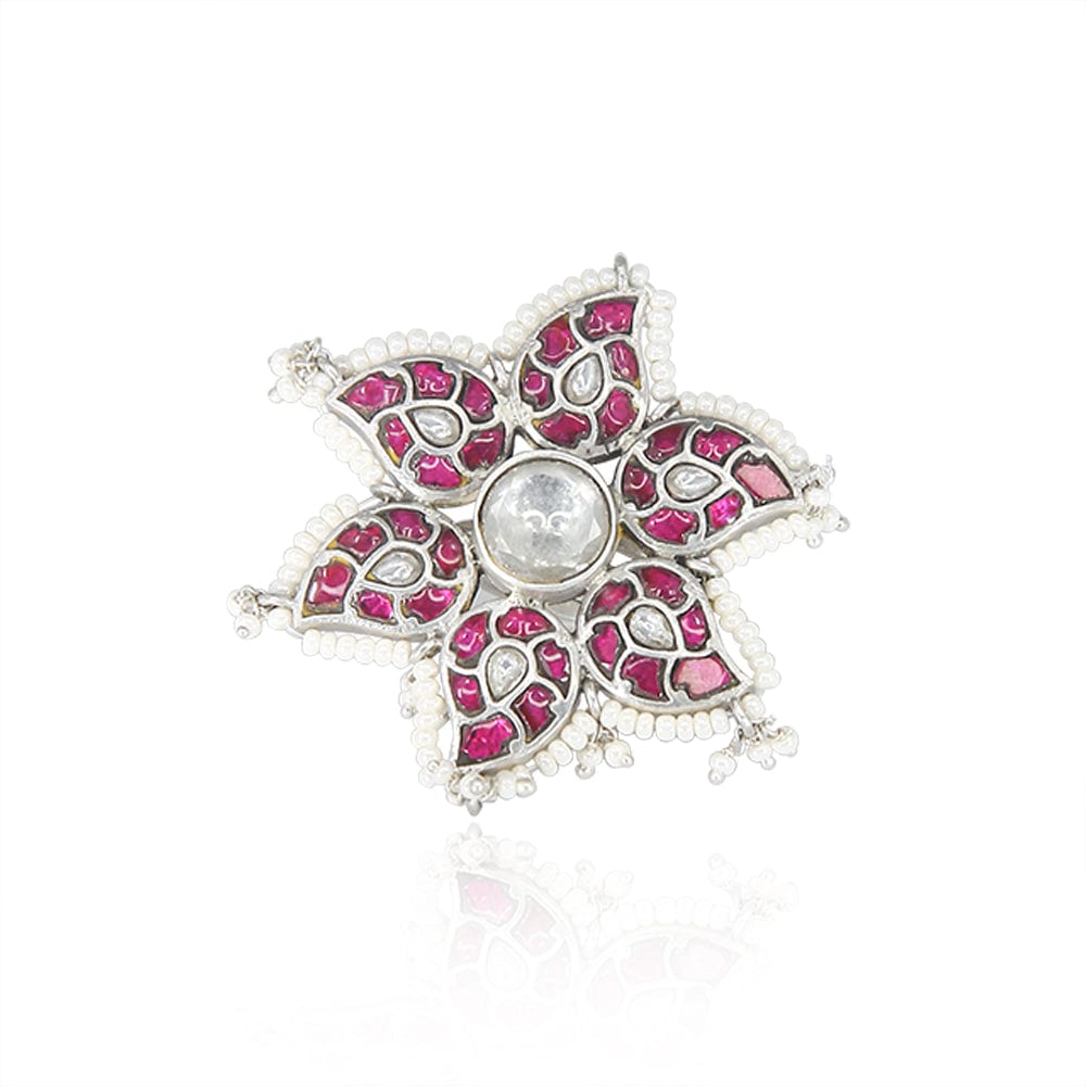 Centre Pearl Gold Plated Kundan Ring Rings - By Unniyarcha - Original Manufacturers of Silver Jewelry, Gold Plated Jewellery, Fashion Jewellery and Personalized Soul Bands and Personalized Jewelry