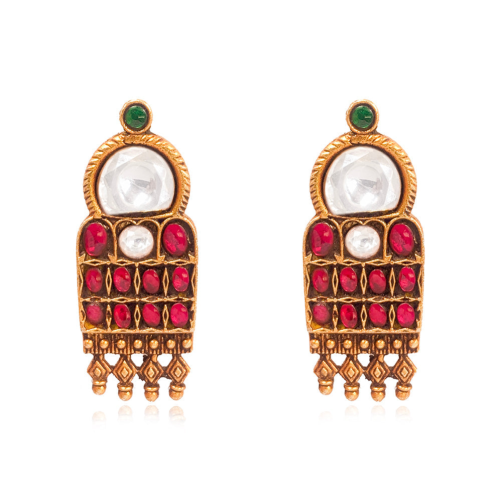 Silver 925 Saubhagya Temple Stud Earrings