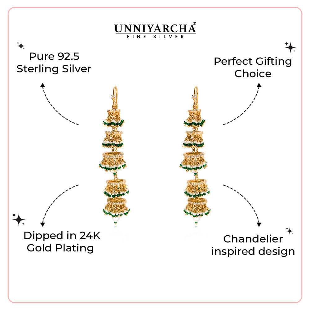Silver Chandelier Bells Sui Dhaga Earrings