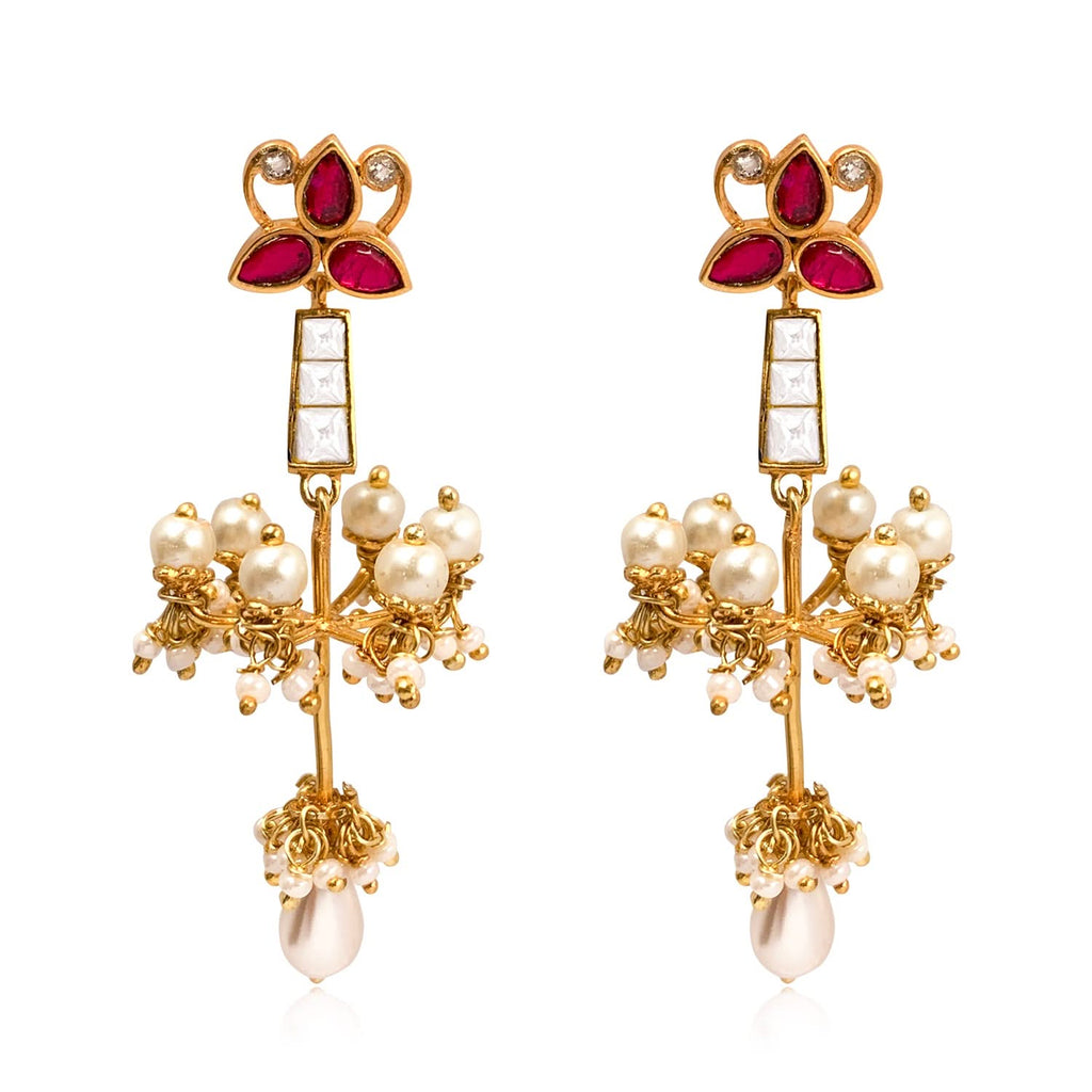 Silver Floral Chandelier Earrings