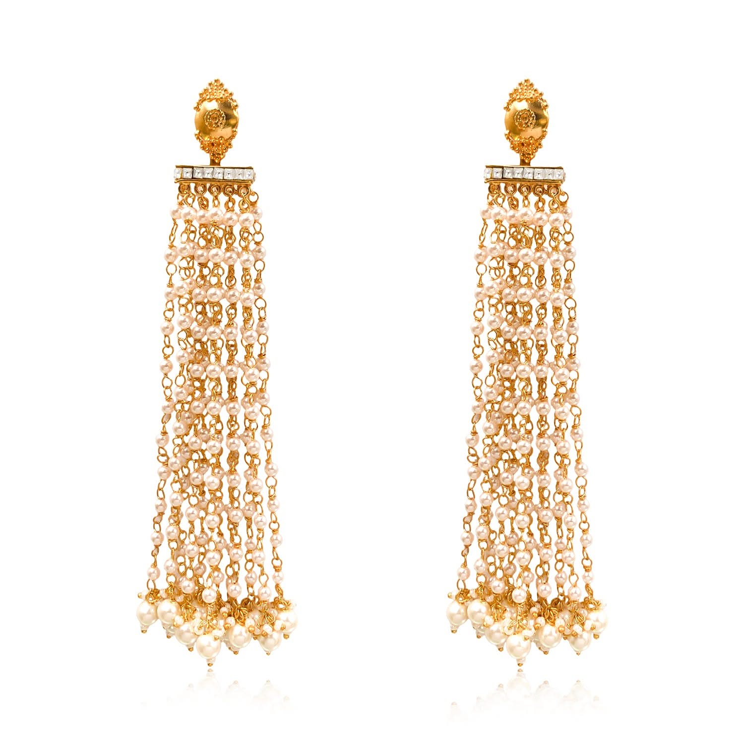 Silver Dangling pearl Chandelier Earrings